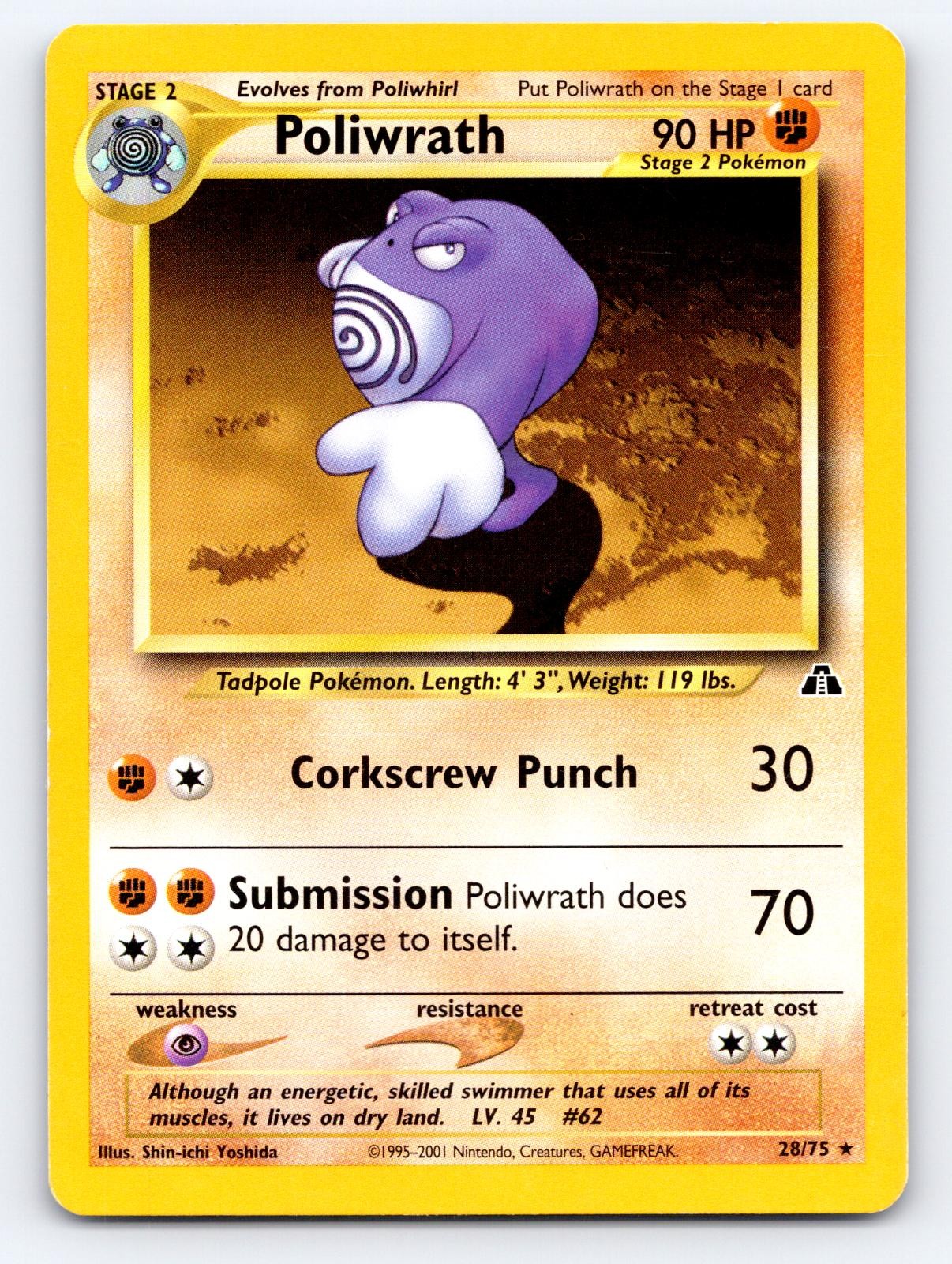 Poliwrath 28/75 Rare Neo Discovery Pokemon Unlimited Lightly Played