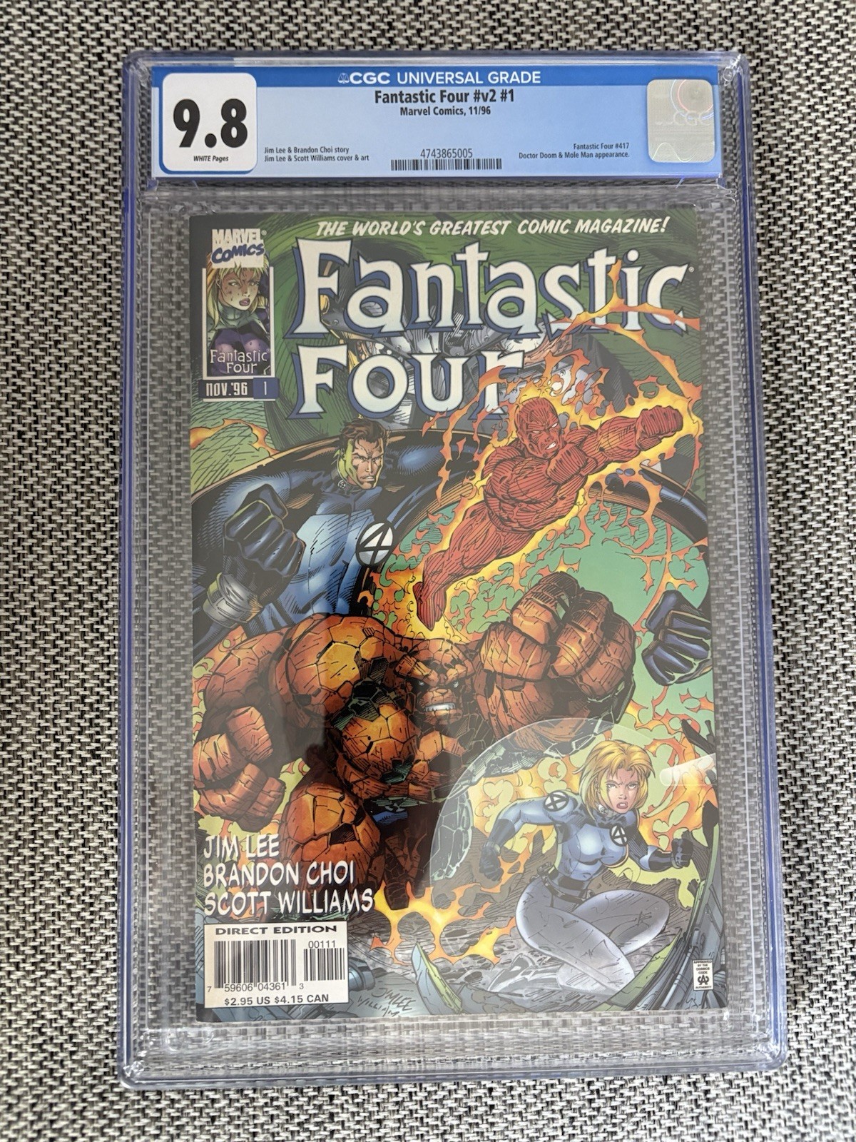 Fantastic Four V2  #1 CGC 9.8 WP 1996 Jim Lee Marvel Comics