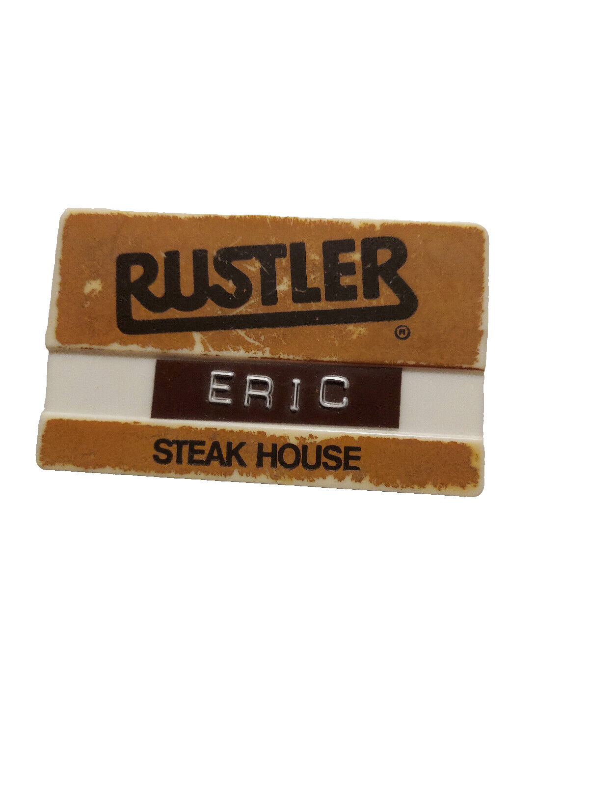 Rustler Steakhouse * RARE*Vintage 1975  Employee Name Tag