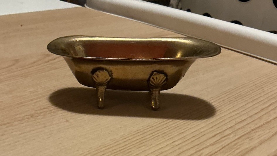 Vintage Miniature Dollhouse Brass Claw Foot  Bath Tub