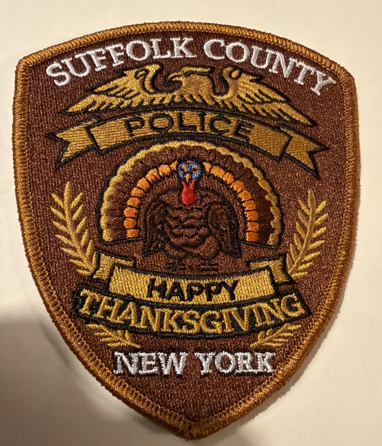 SUFFOLK COUNTY POLICE SCPD  HAPPY THANKSGIVING DAY TURKEY HOLIDAY PATCH NEW YORK