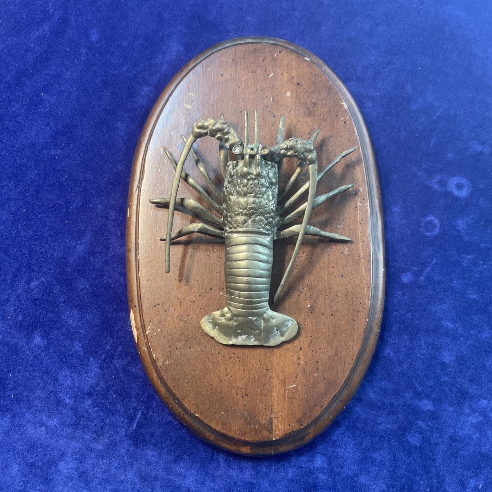 (2) VTG. Mid Centry Brass Rock Lobster & Shrimp Crustacean Prawn Figurines