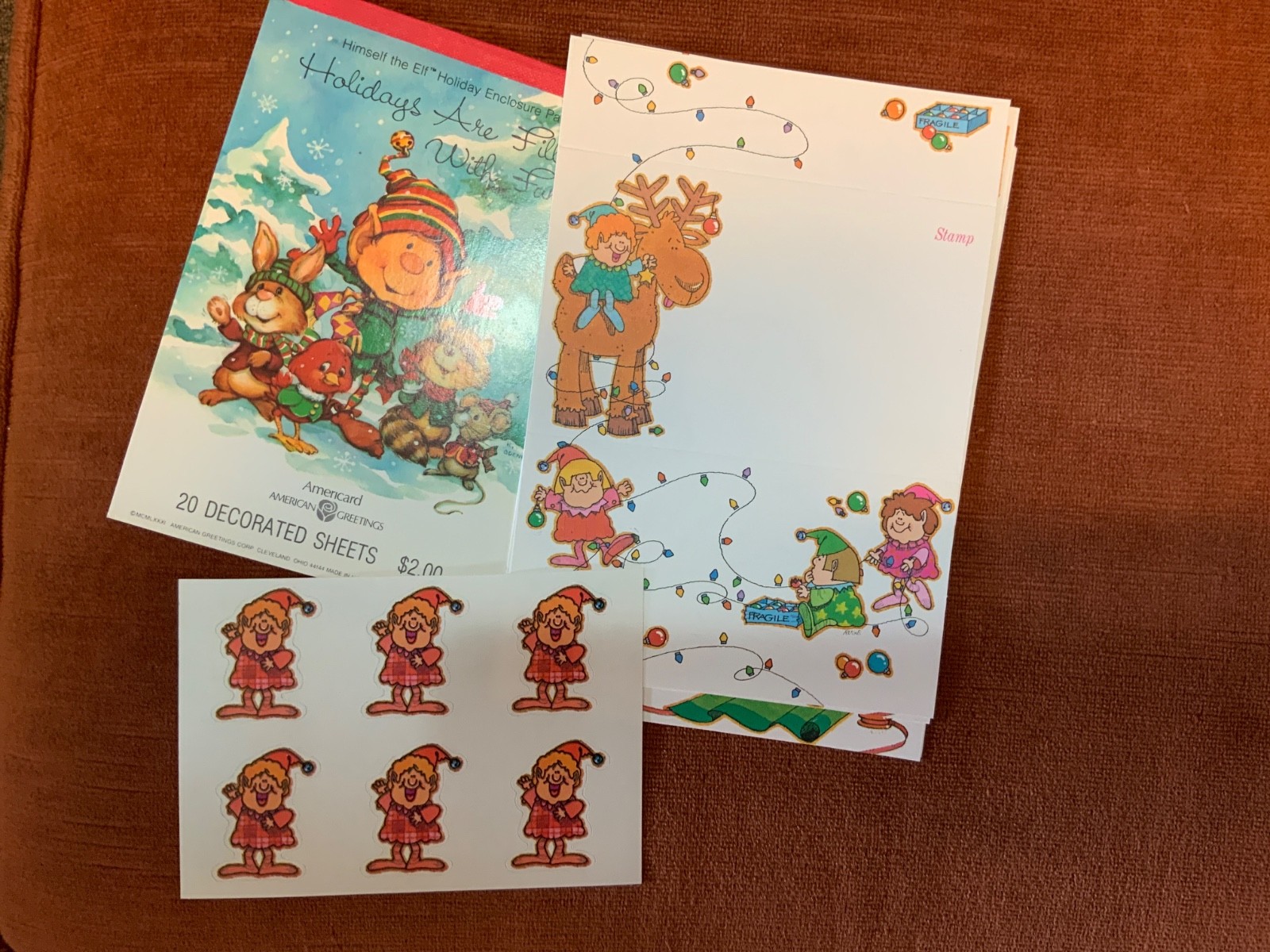 VINTAGE 1981 AMERICAN GREETING HIMSELF THE ELF STATIONARY SET