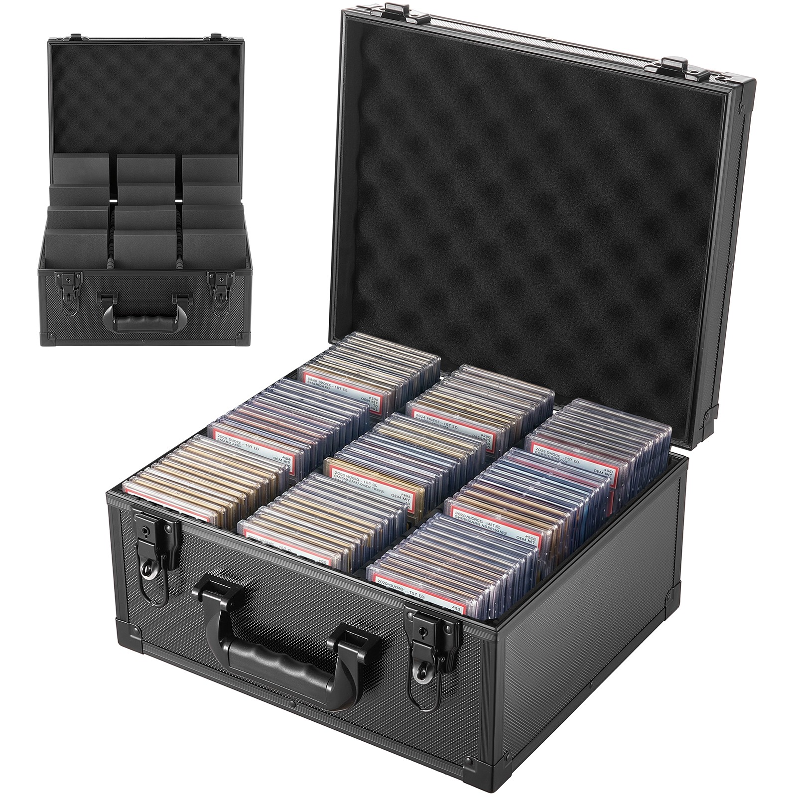 VEVOR Graded Card Case 3 Row 180 PSA Slab Storage Box Mechanical Lock 12 Divider