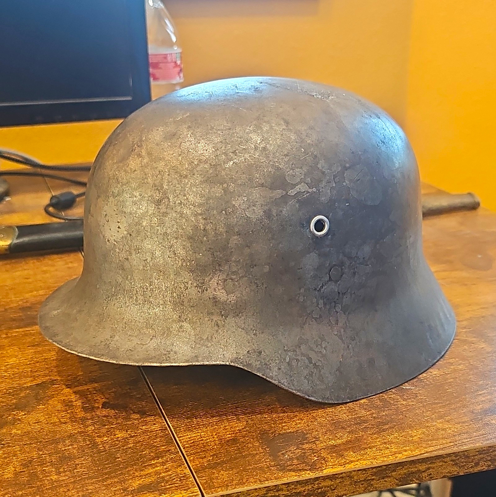 Original WWII Geman Stahlhelm. Stripped Of Paint, Liner, Headband.