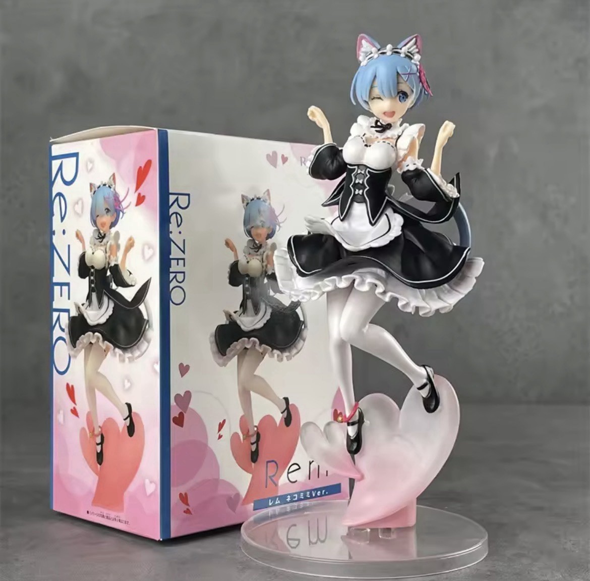 Rem Re:Zero Maid Cat Ear Figure Anime PVC Statue 23cm Collectible With Box