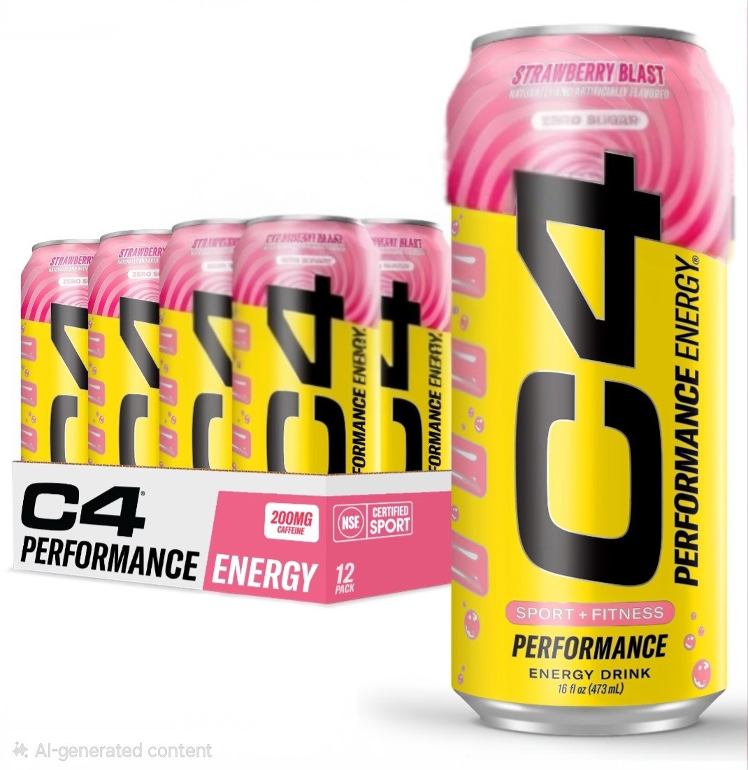 Cellucor C4 Performance Energy Drink | Strawberry Blast | Zero Sugar Carbonated