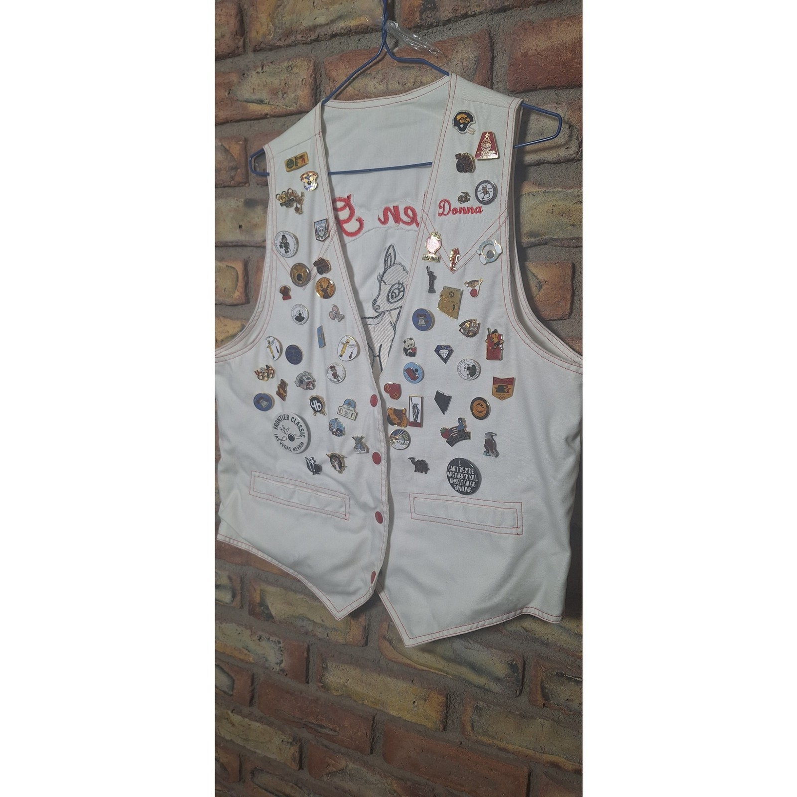 Vintage Elks Lady Vest with 55 Pins- BowlingTravel Sports- FOE Collectible Lot