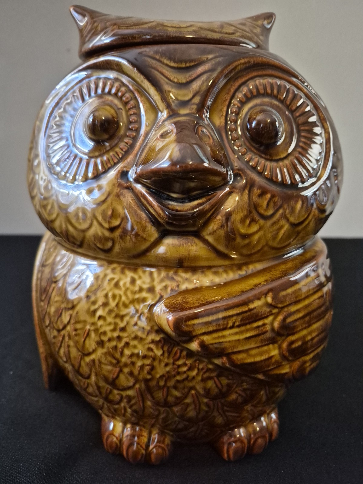 McCoy Owl Cookie Jar 204 Brown Glaze USA Vintage 1970s
