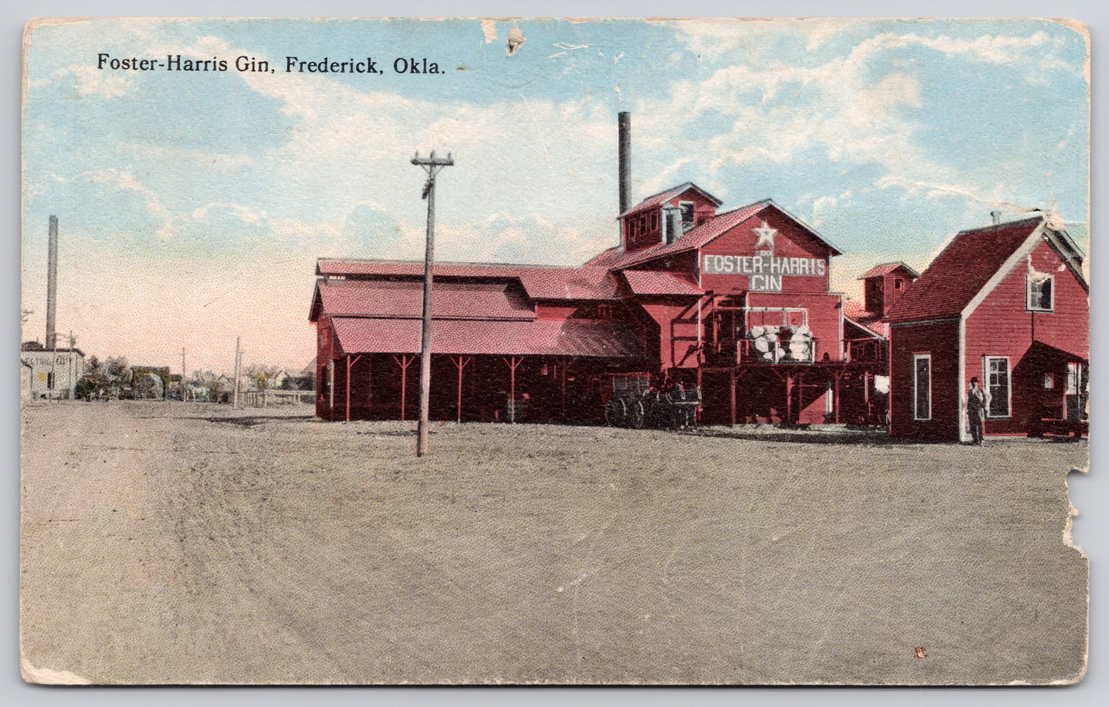 Frederick Oklahoma OK Foster Harris Gin Postcard c1910s