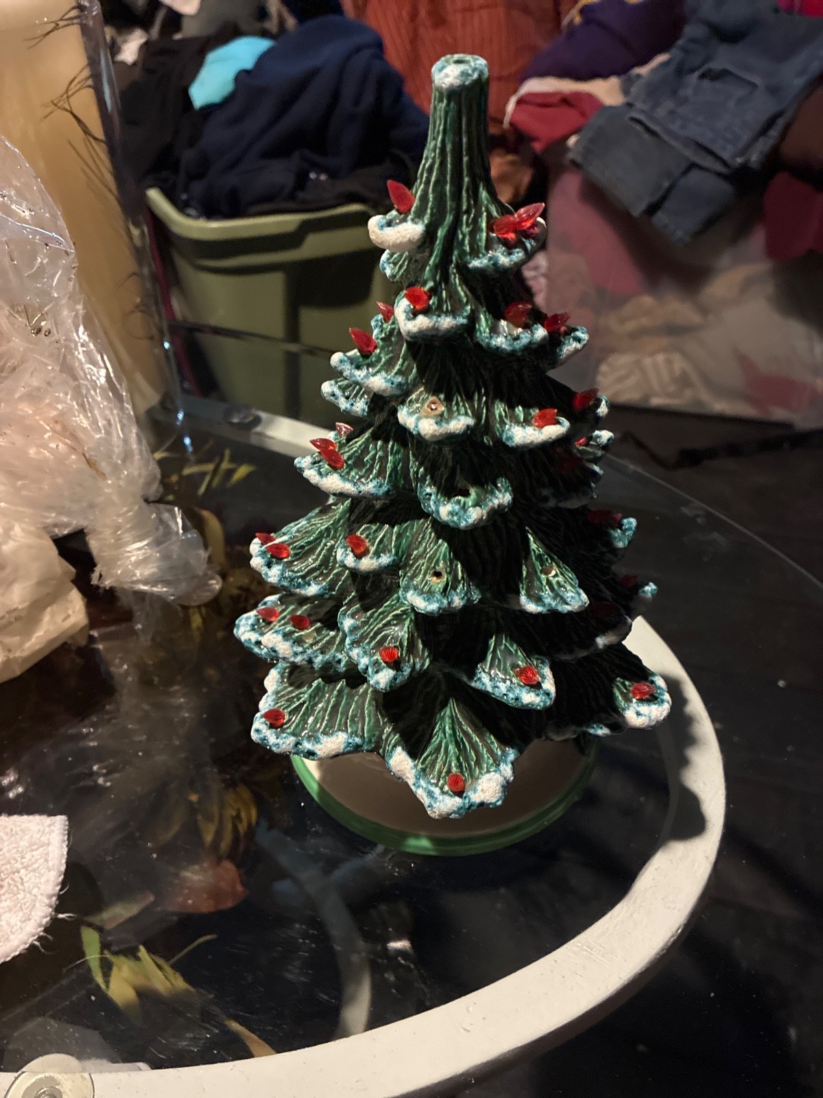 Vtg  Christmas Tree Atlantic Mold Lighted Ceramic Large 22” 70’s