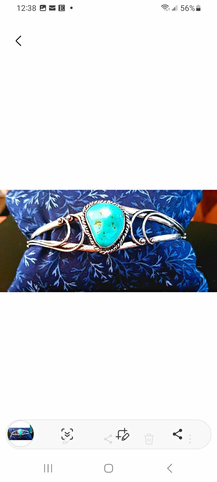 Sterling Silver Turquoise Cabochon Cuff Bracelet Native American Style