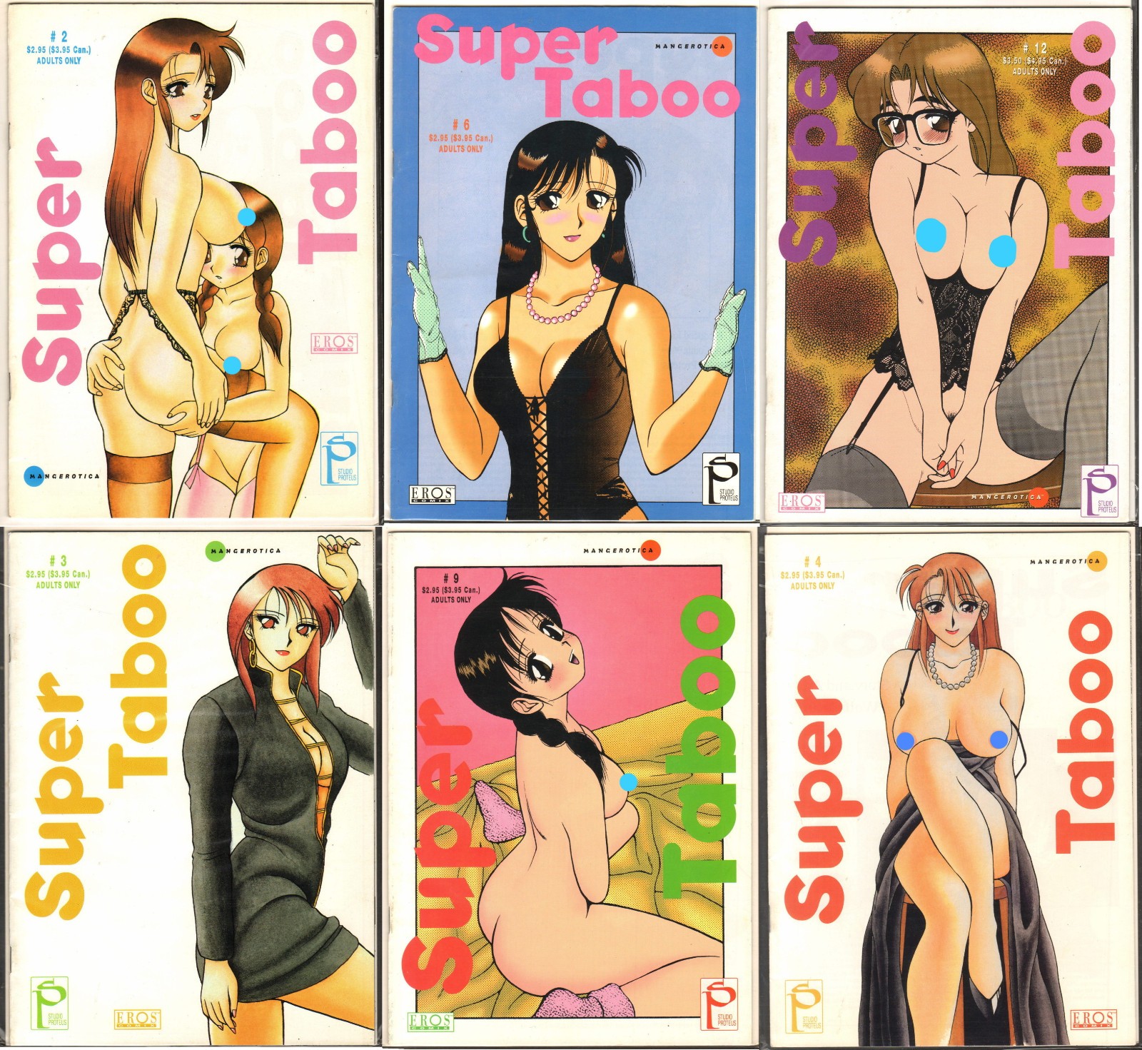 Super Taboo Lot of (6) #2, 3, 4, 6, 9, 12 MANGEROTICA  (1996)