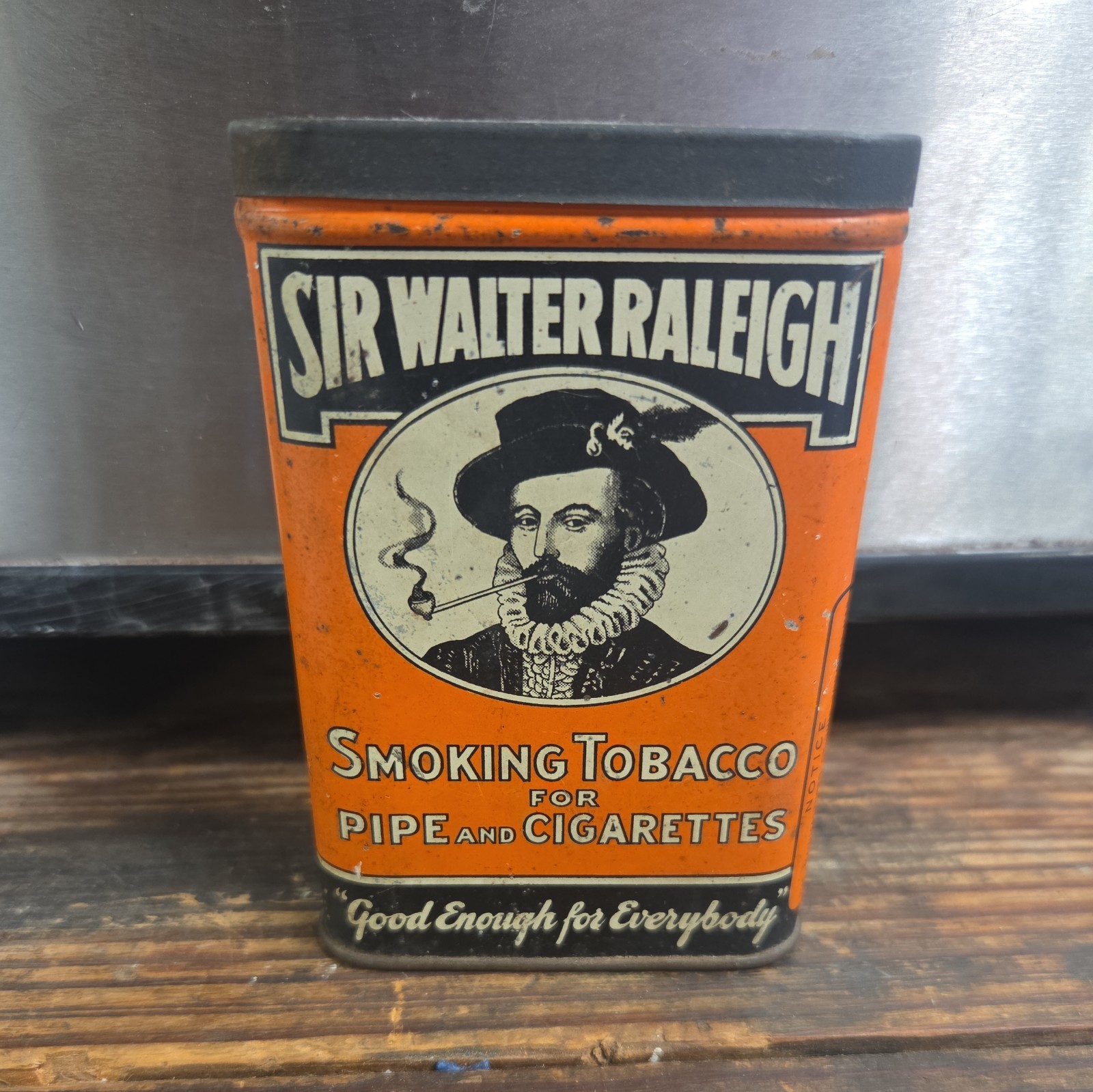 VERY RARE   single line sir walter tobacco pocket tin