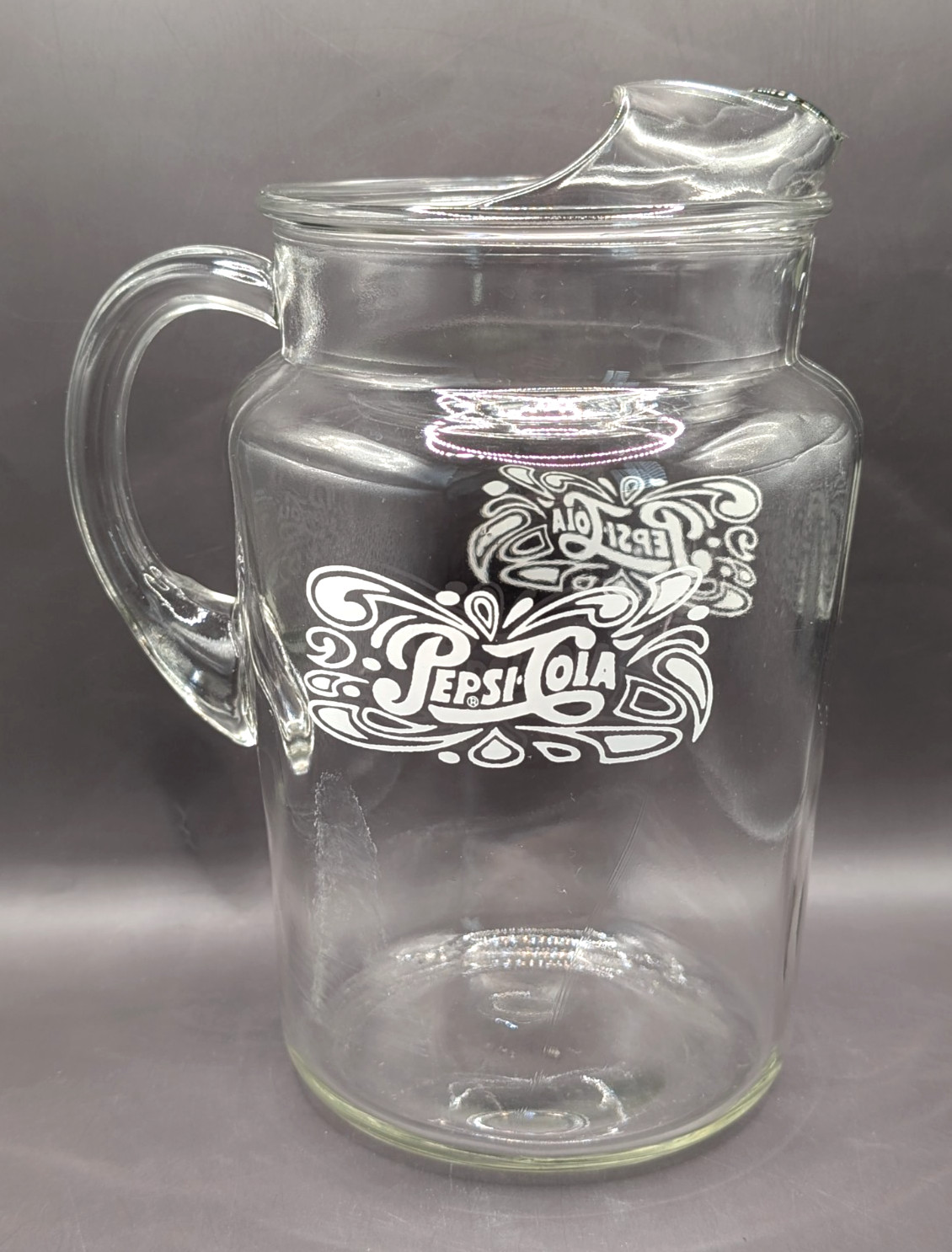 Vintage 1970\'s - 1980\'s Pepsi Cola Glass Pitcher with White Logo