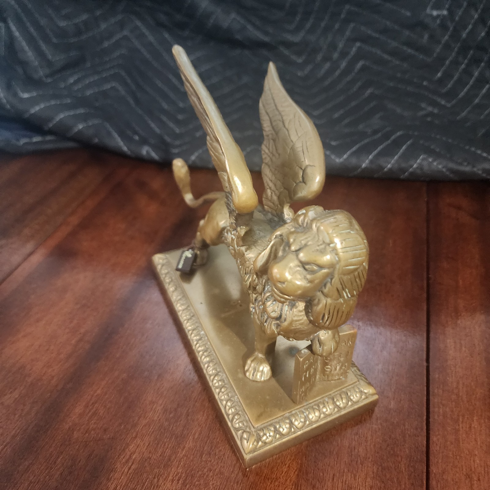 Vintage Italian Heavy Bronze Winged Lion Of  St. Mark  With Venezia Engraving