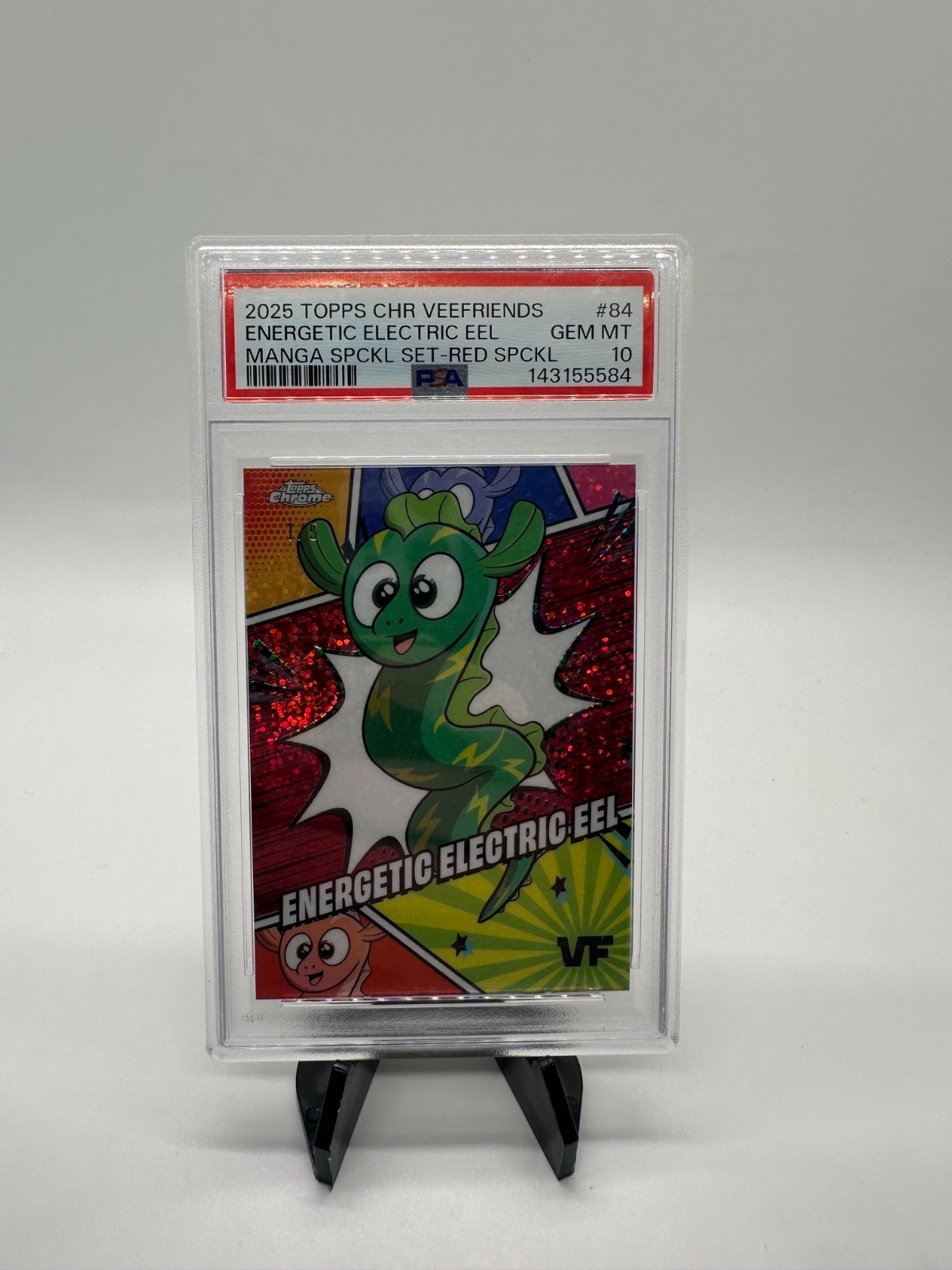 2025 Topps Chrome VeeFriends Energetic Electric Eel MangaSpeckle Red # 1/5 PSA10