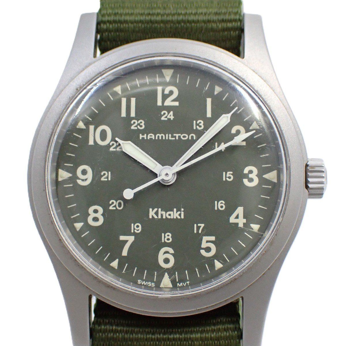 Hamilton Manual Wind Men\'s Watch Khaki Dial Stainless Steel 32mm Nylon Strap