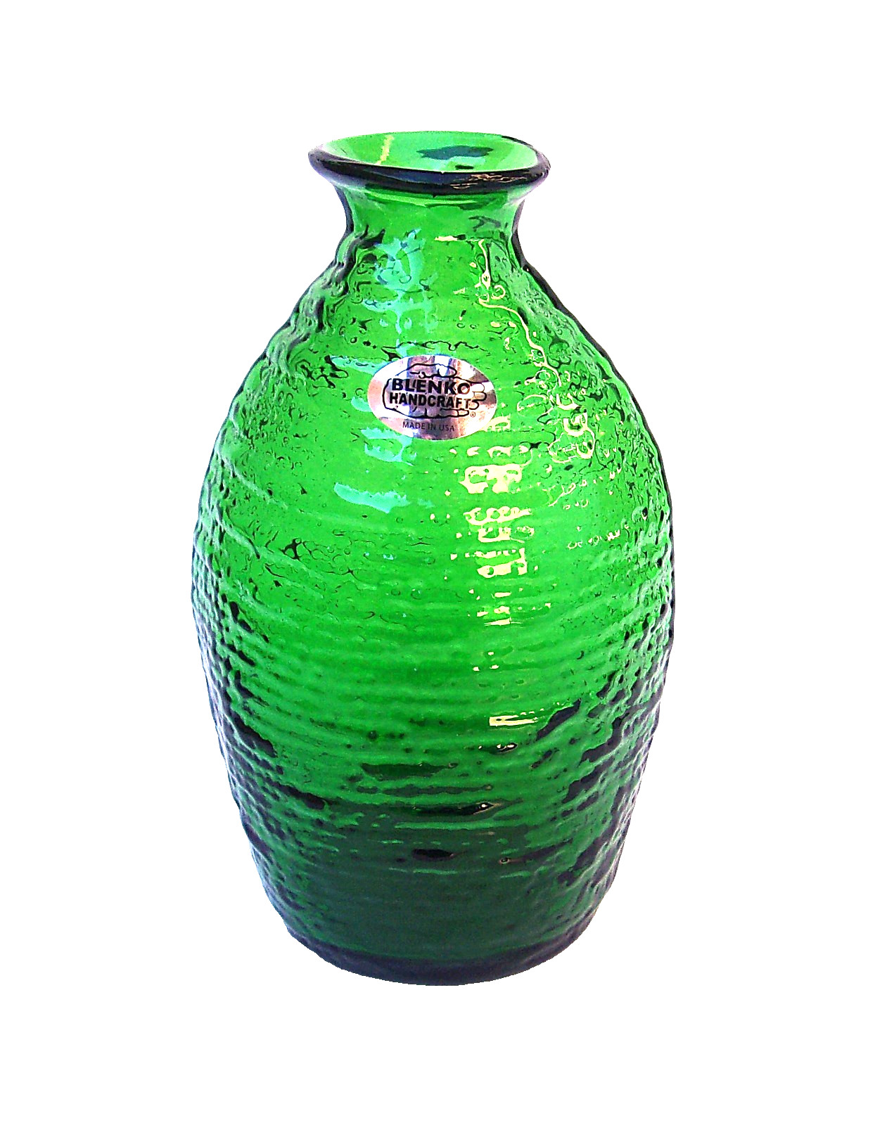 Blenko #2135L Strata Vase 2025 8.5” Green Beehive Textured 7.5” Unique Unused