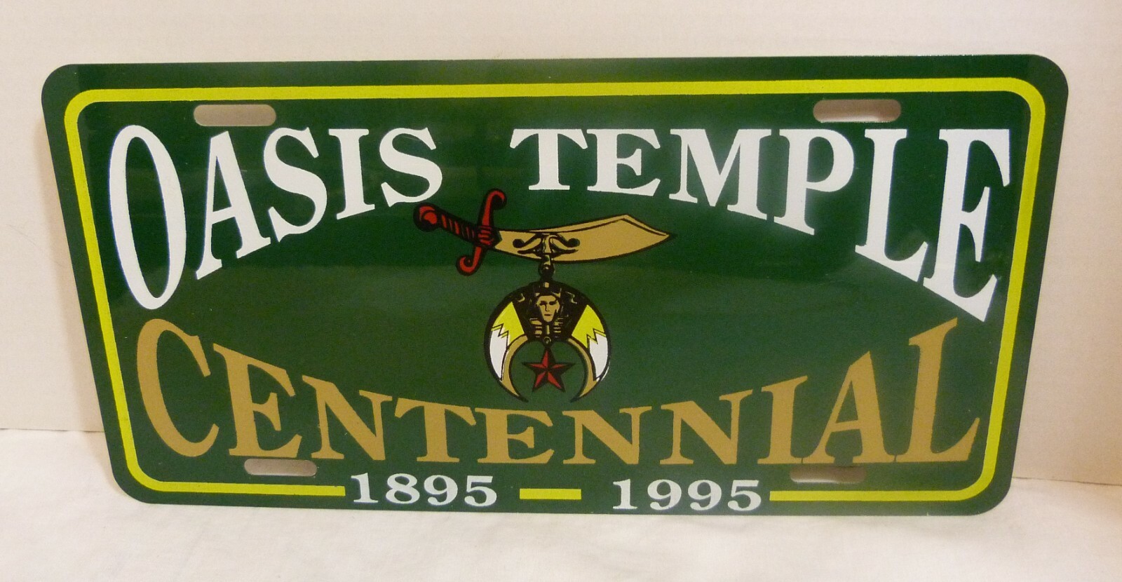 Shriners' Oasis Temple N.C. Centennial (1895 - 1995) Commemorative License Plate
