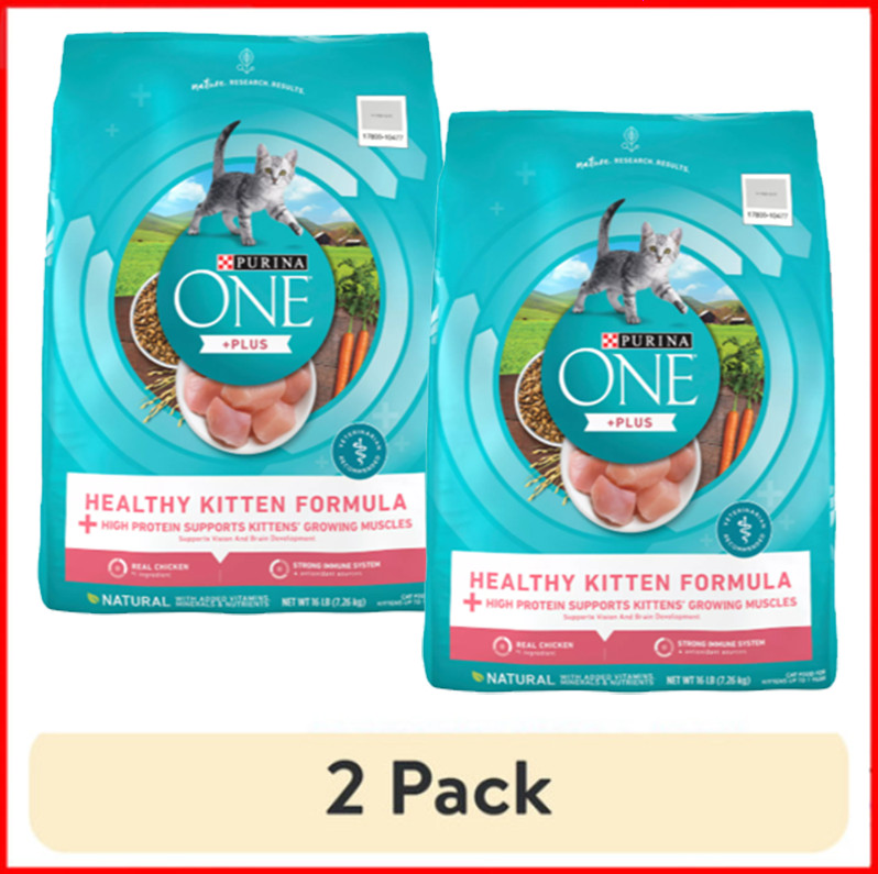 (2 pack) Purina ONE Plus, Healthy Kitten Formula, Dry Kitten Food, Chicken, 16 L