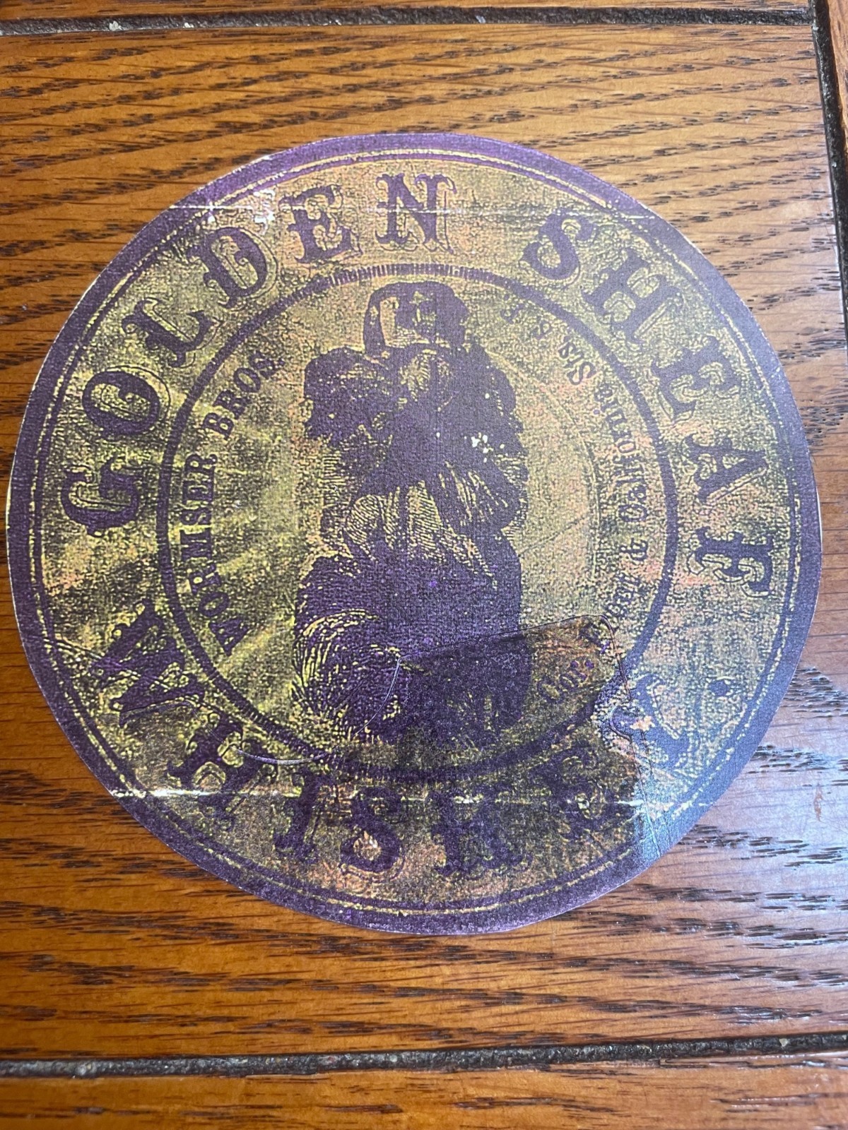 Golden Sheaf Whiskey Vintage Round Paper Label 5.5\