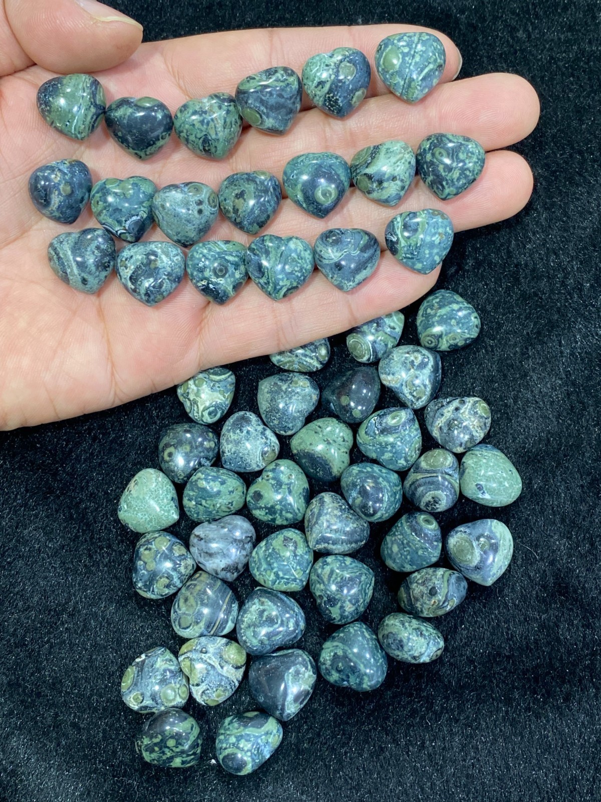 10pc Natural Kambaba Jasper Mini Heart hand-carved quartz crystal reiki healing