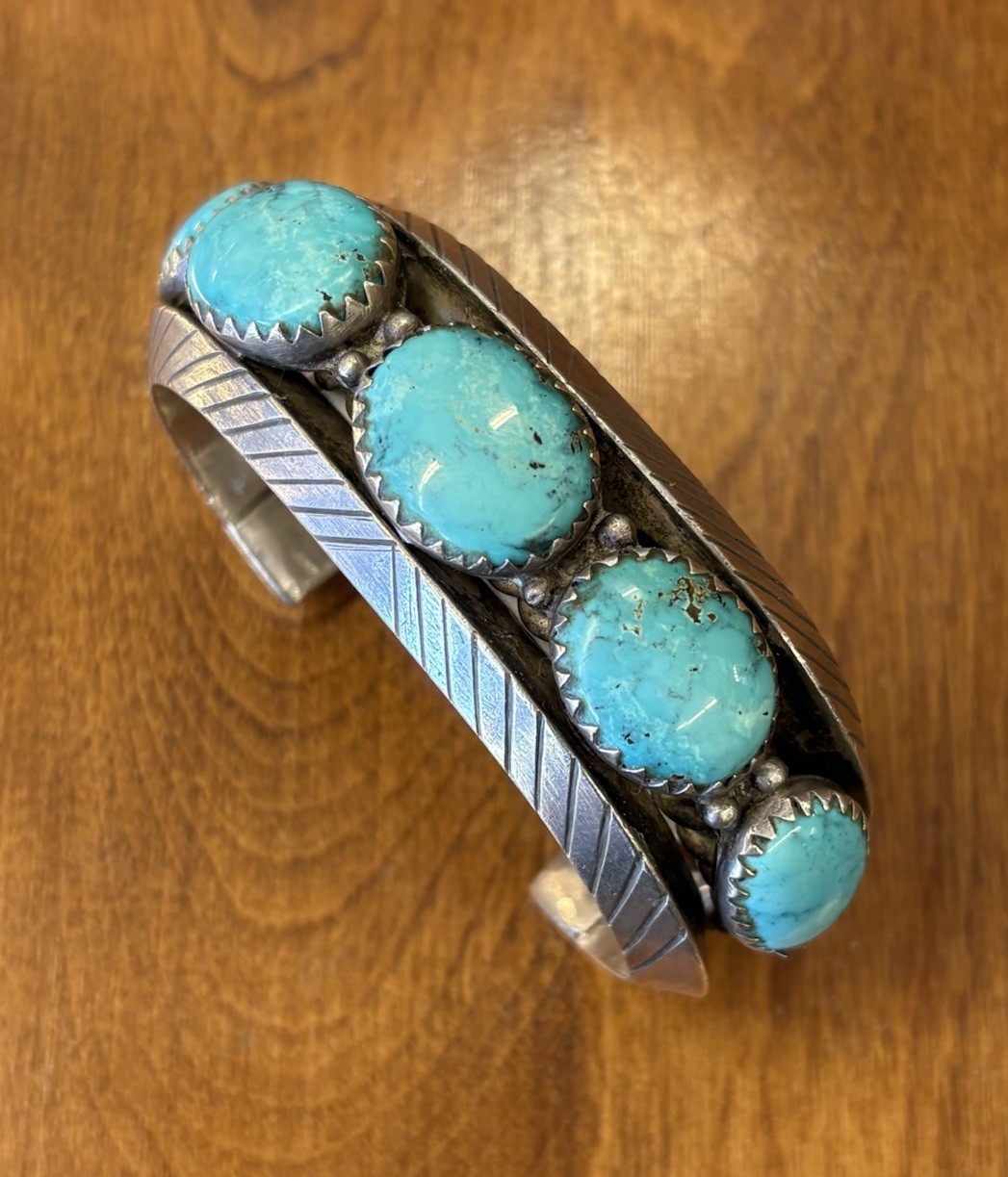 Vintage Native American Turquoise Bracelet Sterling Silver Navajo OLD PAWN