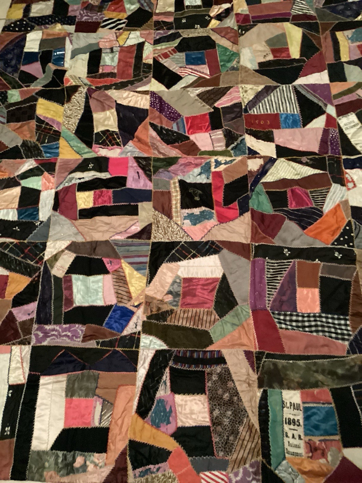 Antique 1903 Blanket Handmade Quilt Hand Stitched