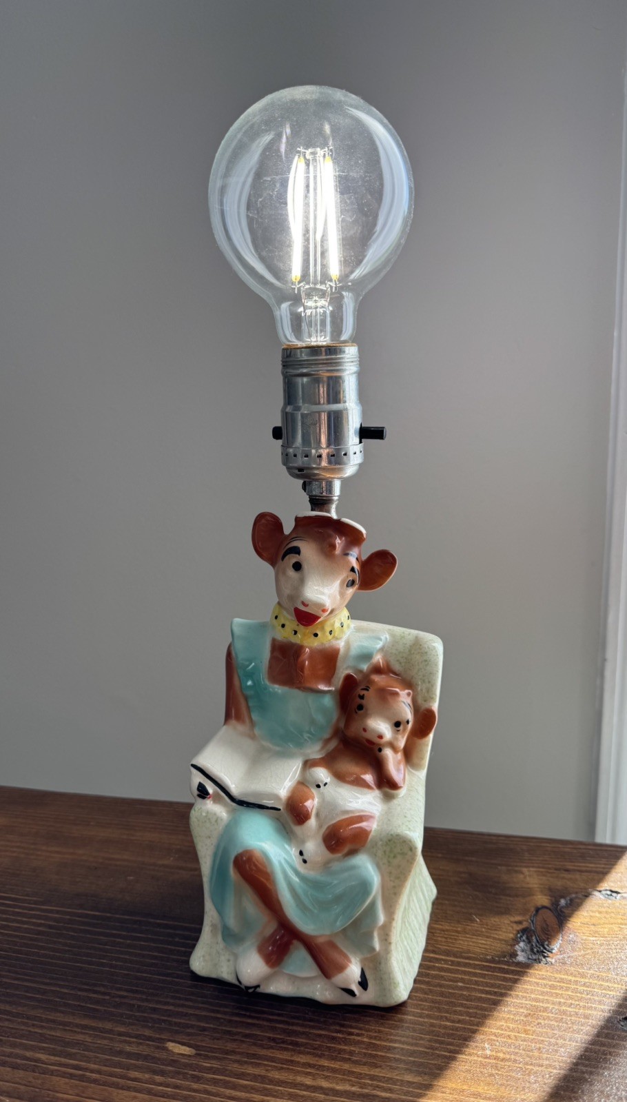 Working, Vintage, Elsie the Cow, Borden’s, Ceramic Lamp, Dairy, Advertising, MCM
