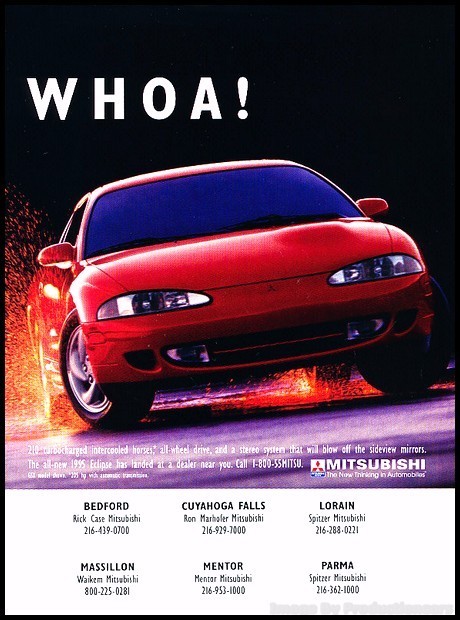 1995 Mitsubishi Eclipse Vintage Advertisement Print Art Car Ad J62
