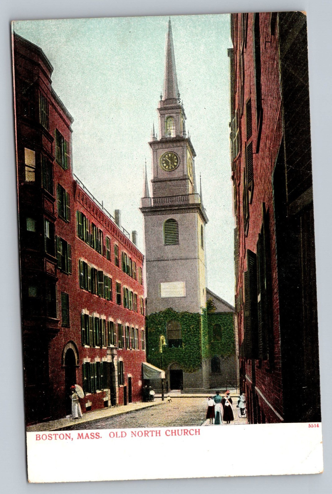 Old North Church Street View Boston Massachusetts MA c1901 Vintage Postcard