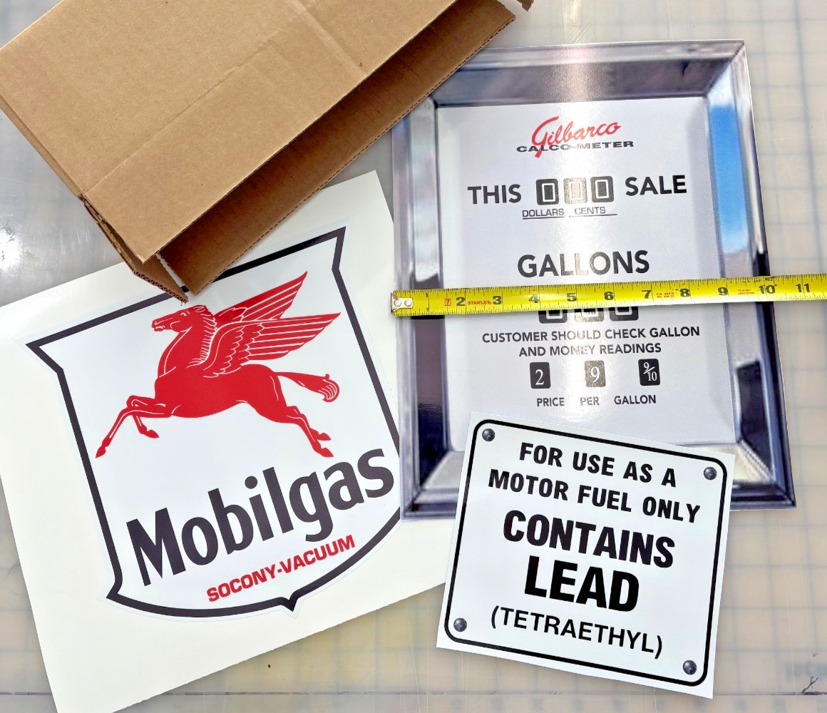 Mobilgas Vintage Gas Pump Sticker kit  Door Mural/Fridge Wrap great 4  Man Cave
