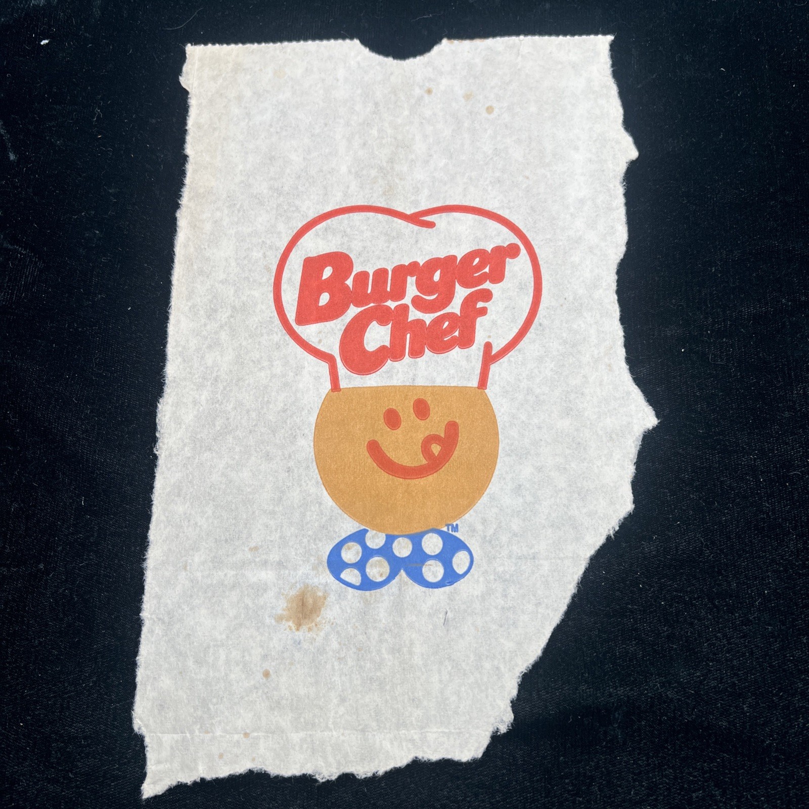 Burger Chef Restaurant Vintage Paper Bag Piece With Logo 10” X 6 ½”