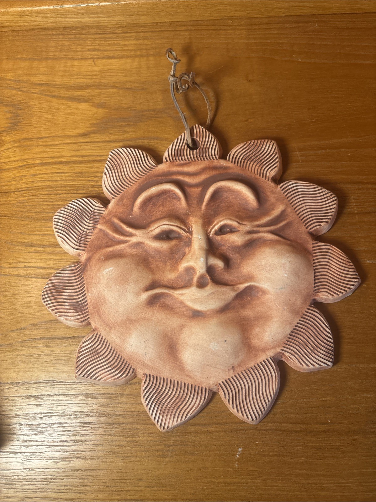 Vintage Clay Sun Sculpture Handcrafted 10”x10”