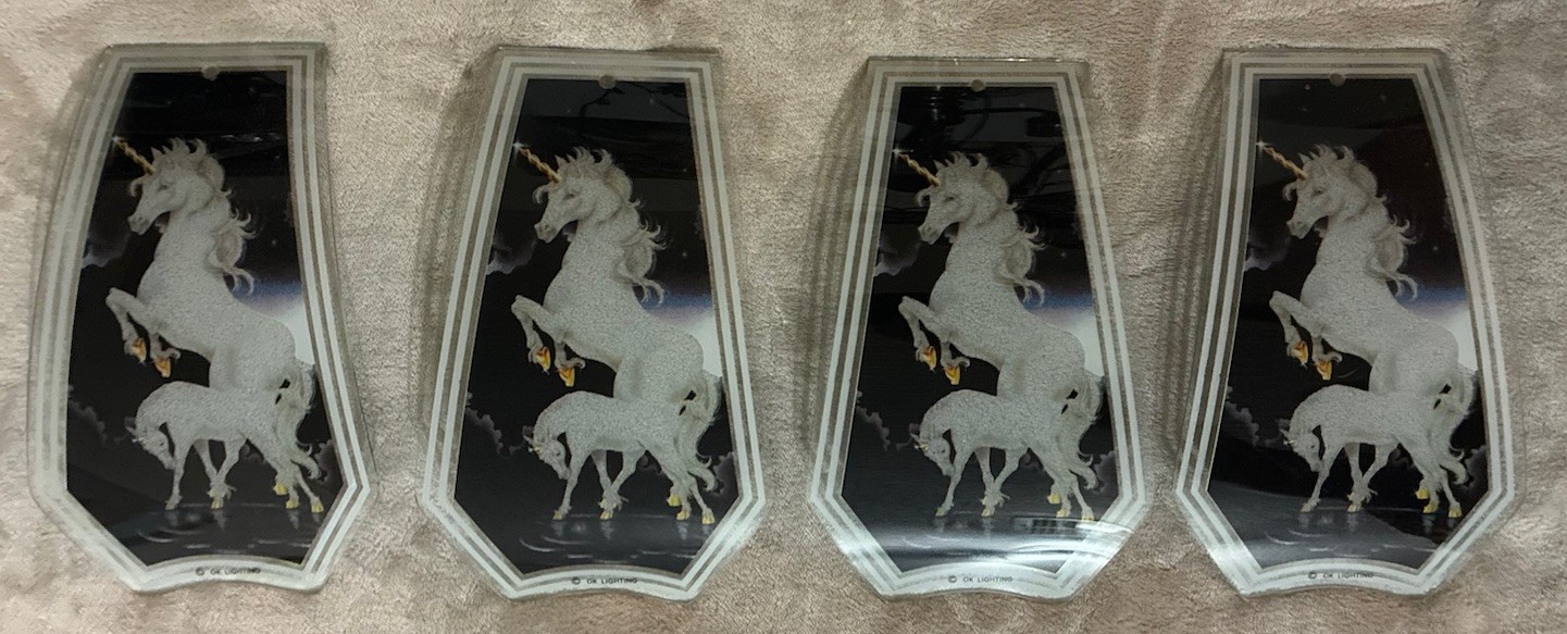 Vintage OK Lighting Unicorn Glass Panels For 3 Way Touch Lamp 4pc NEW