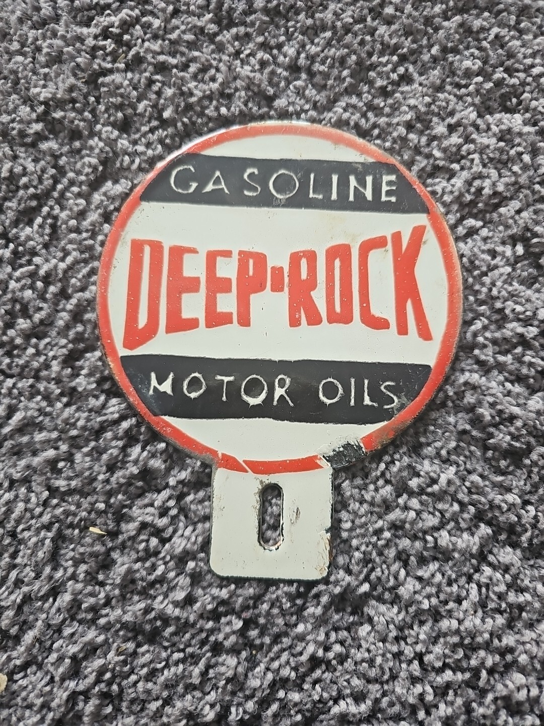 1935 VINTAGE DEEP ROCK GASOLINE MOTOR OILS GAS STATION PORCELAIN   SIGN 