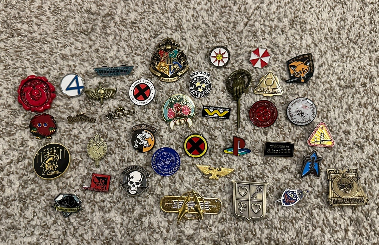 Nerd Enamel Pin Lot - Nintendo Star Trek Marvel Metal Gear Zelda WH40k & More