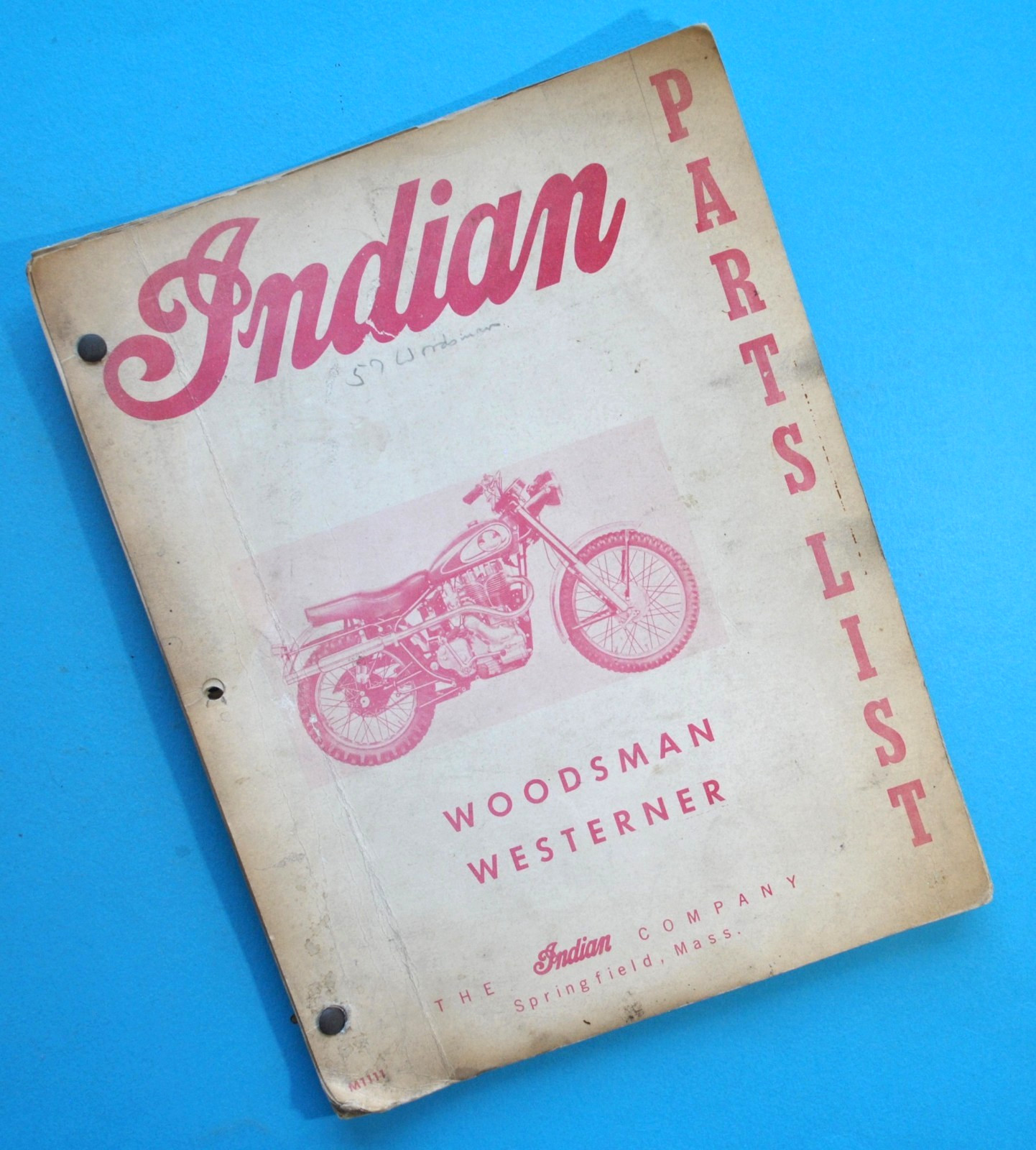 Original 1956-1957 Indian Motorcycle Parts Catalog Woodsman Westerner