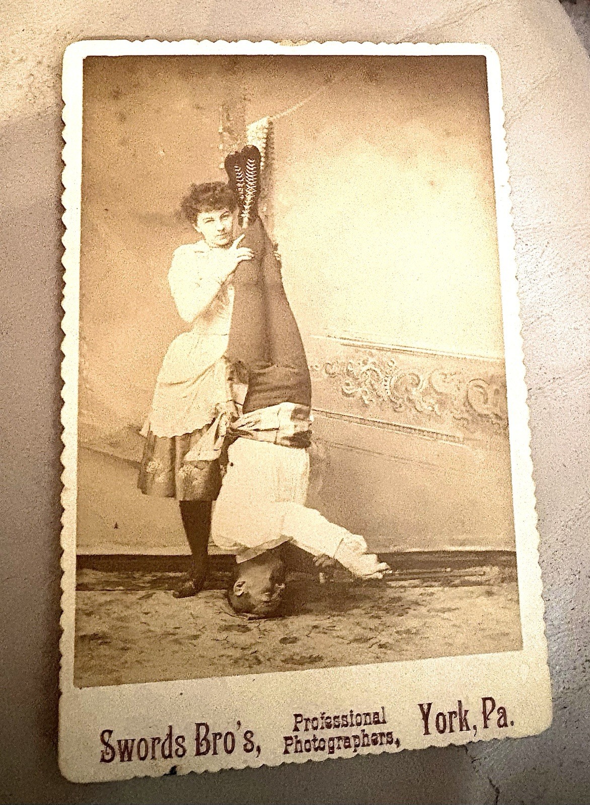 1890s Acrobat Sharpshooter Albumen Cabinet Card Photo Swords Bro’s R Photo