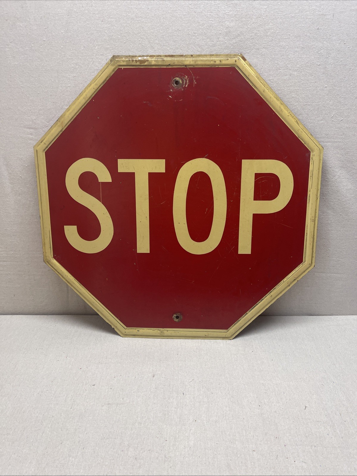 Vintage 1950’s Heavy Steel Stop Sign 24”x24” Old Road Traffic Street Paint Gas 