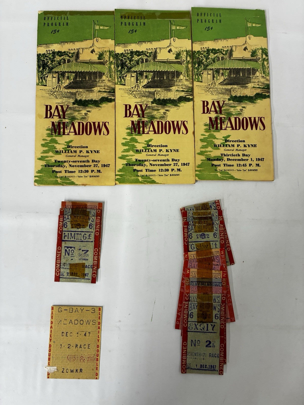 1947 Bay Meadows Ephemera 17 Tickets, 3 Programs