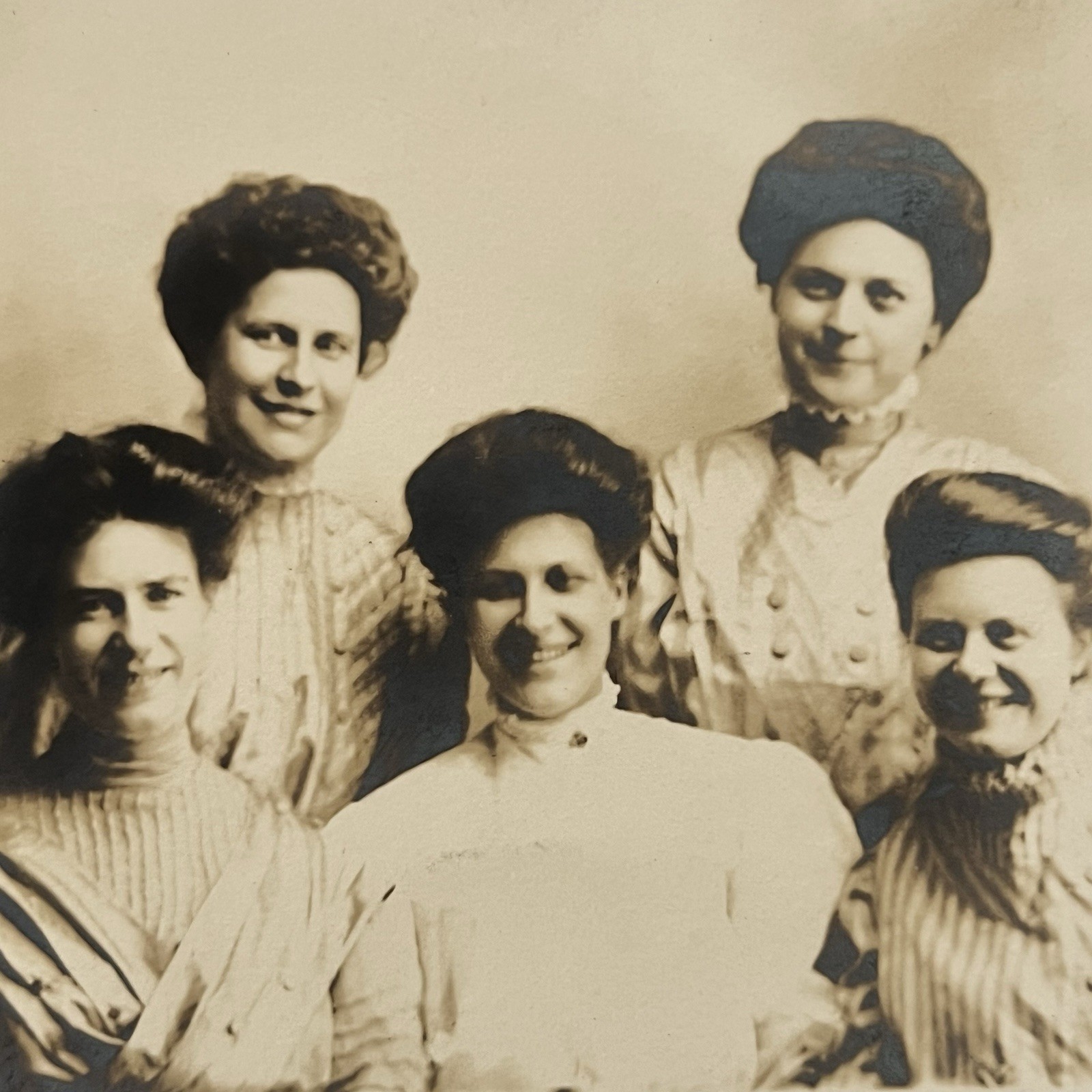 Antique RPPC Real Photograph Postcard Group Happy Beautiful Women Smiling