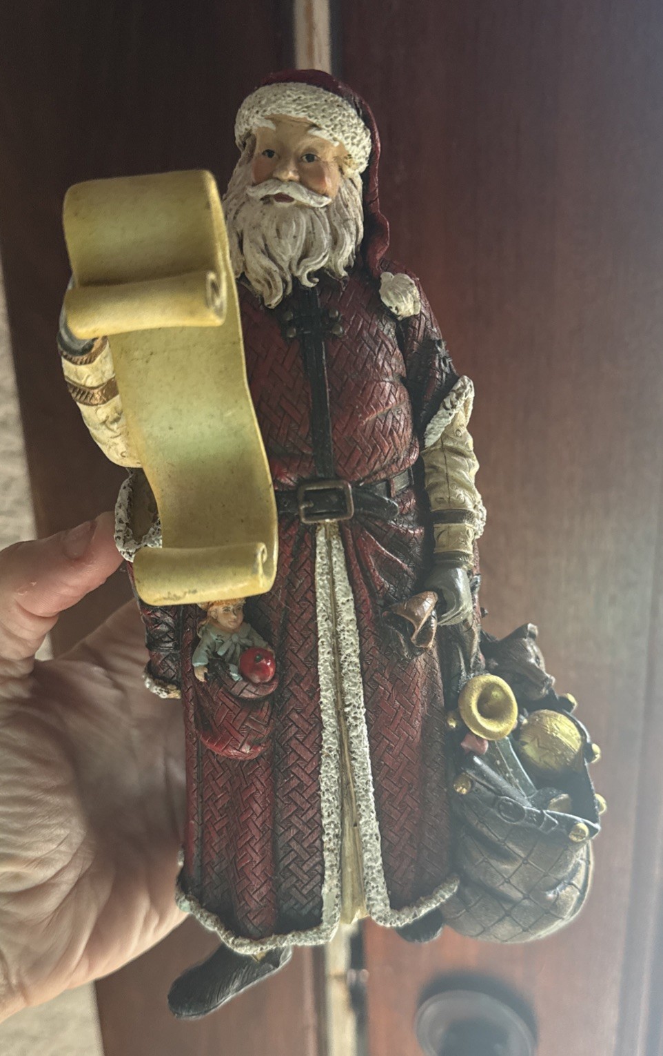VTG Old World Santa Claus Resin Naughty Or Nice List  8.5” T