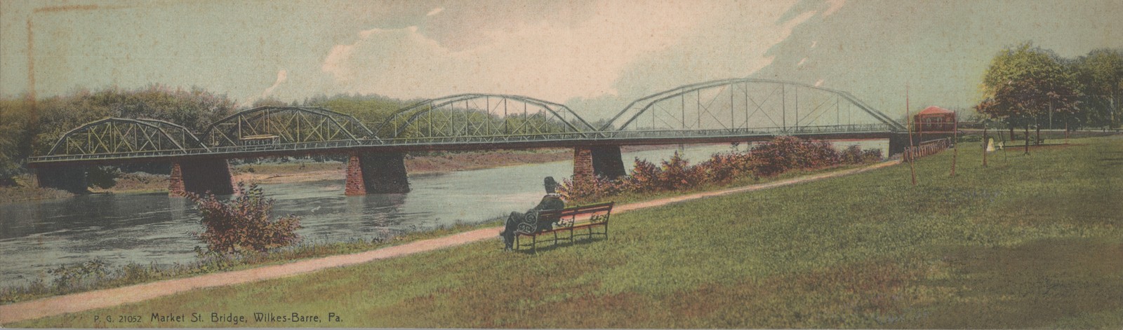 Market St Bridge Wilkes-Barre PA Fold-Out Panoramic Postcard Rotograph c.1905