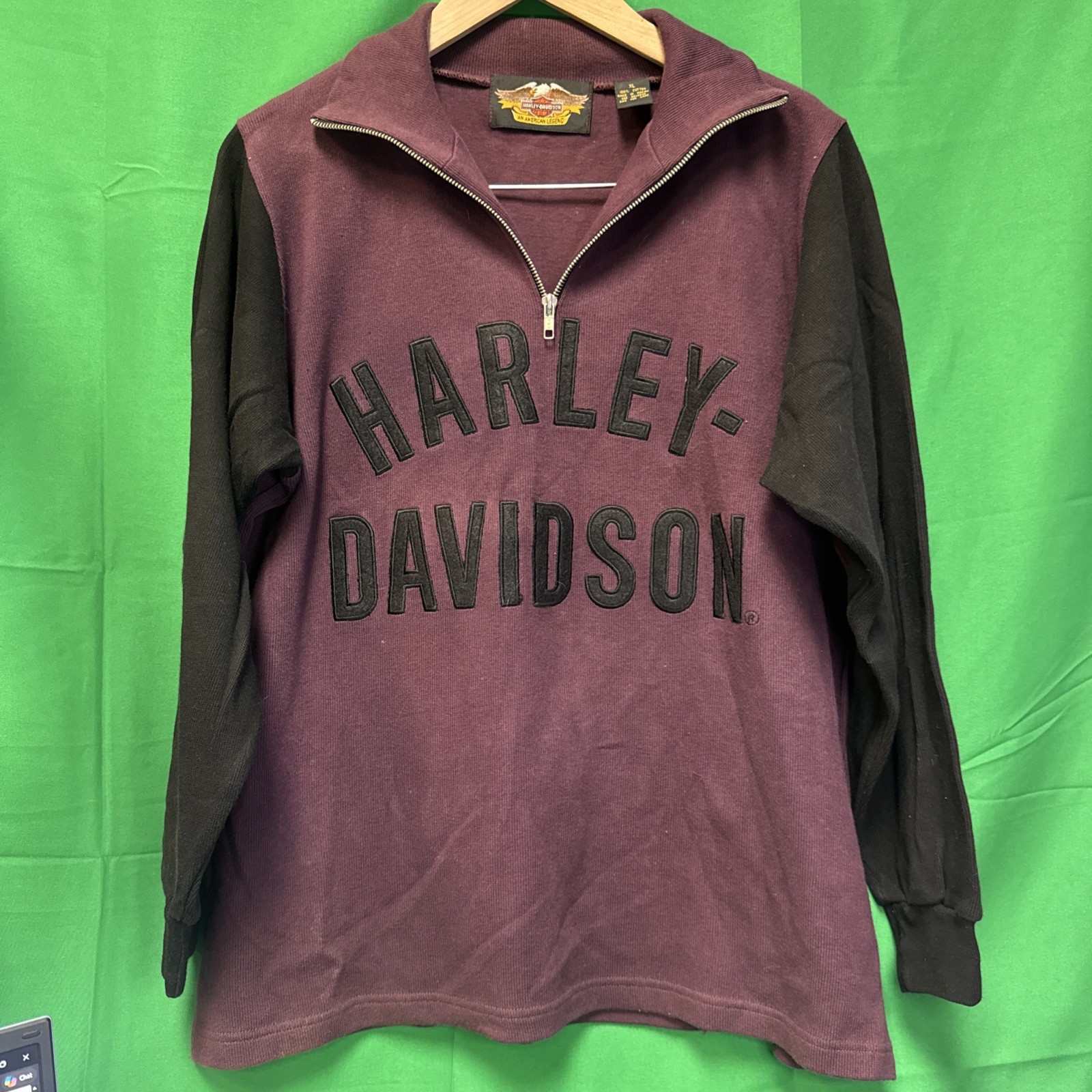Vtg Y2K Harley Davidson 1/4 Zip Sweatshirt XL Heavyweight Cotton Colorblock