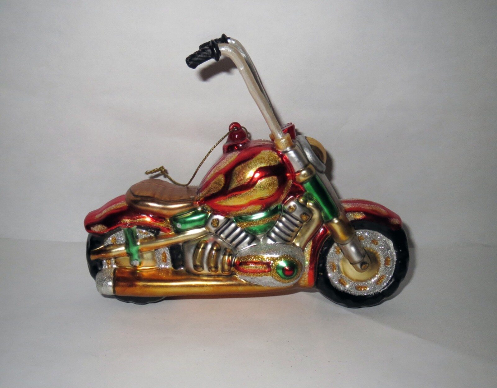Exceptional Large BLOWN GLASS - MOTORCYCLE CHRISTMAS ORNAMENT