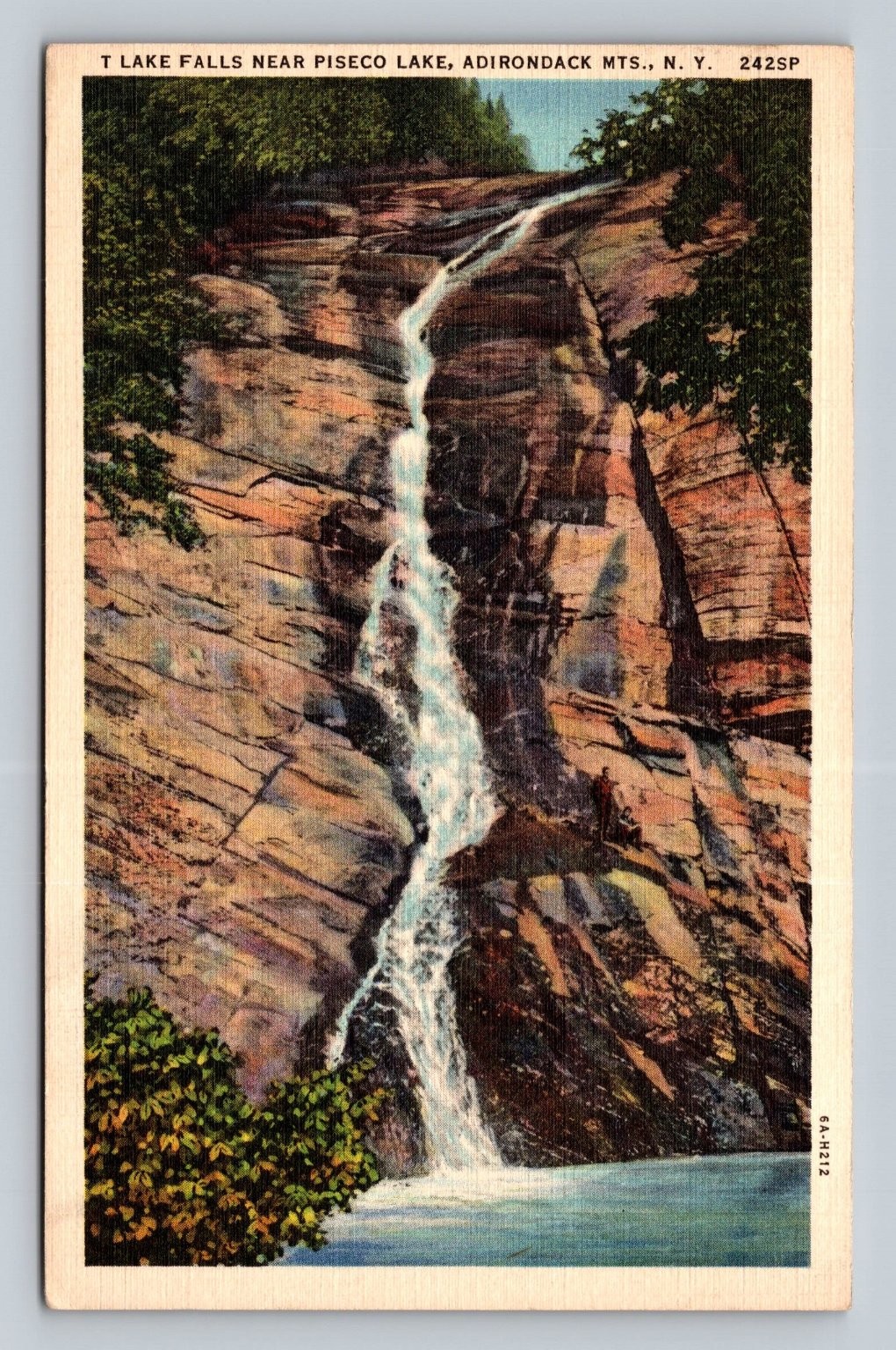 Vintage Adirondack Mountains T Lake Falls Postcard Near Piseco Lake NY