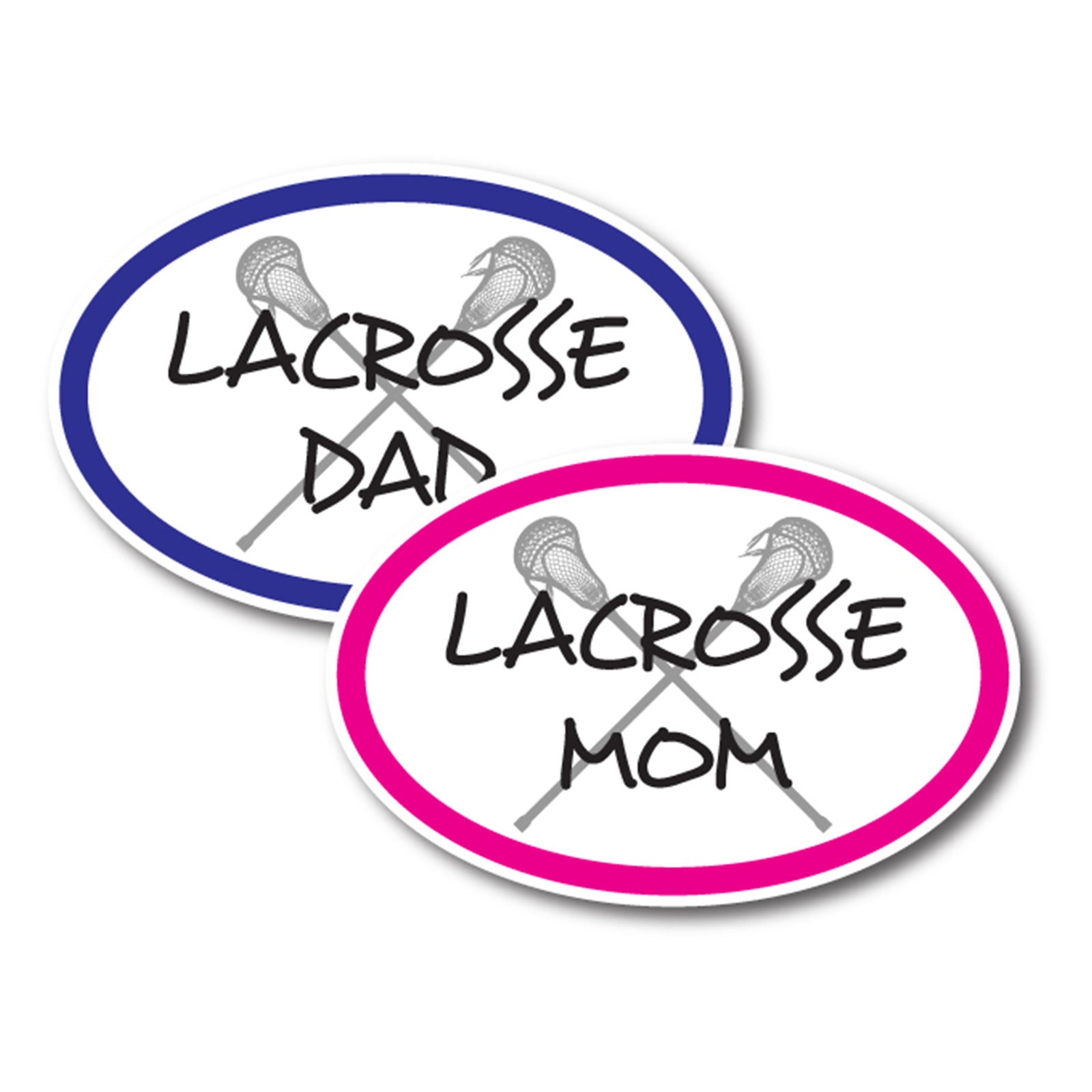 Lacrosse Mom and Lacrosse Dad Combo Pack Oval Magnet Decal, 4x6 Inches