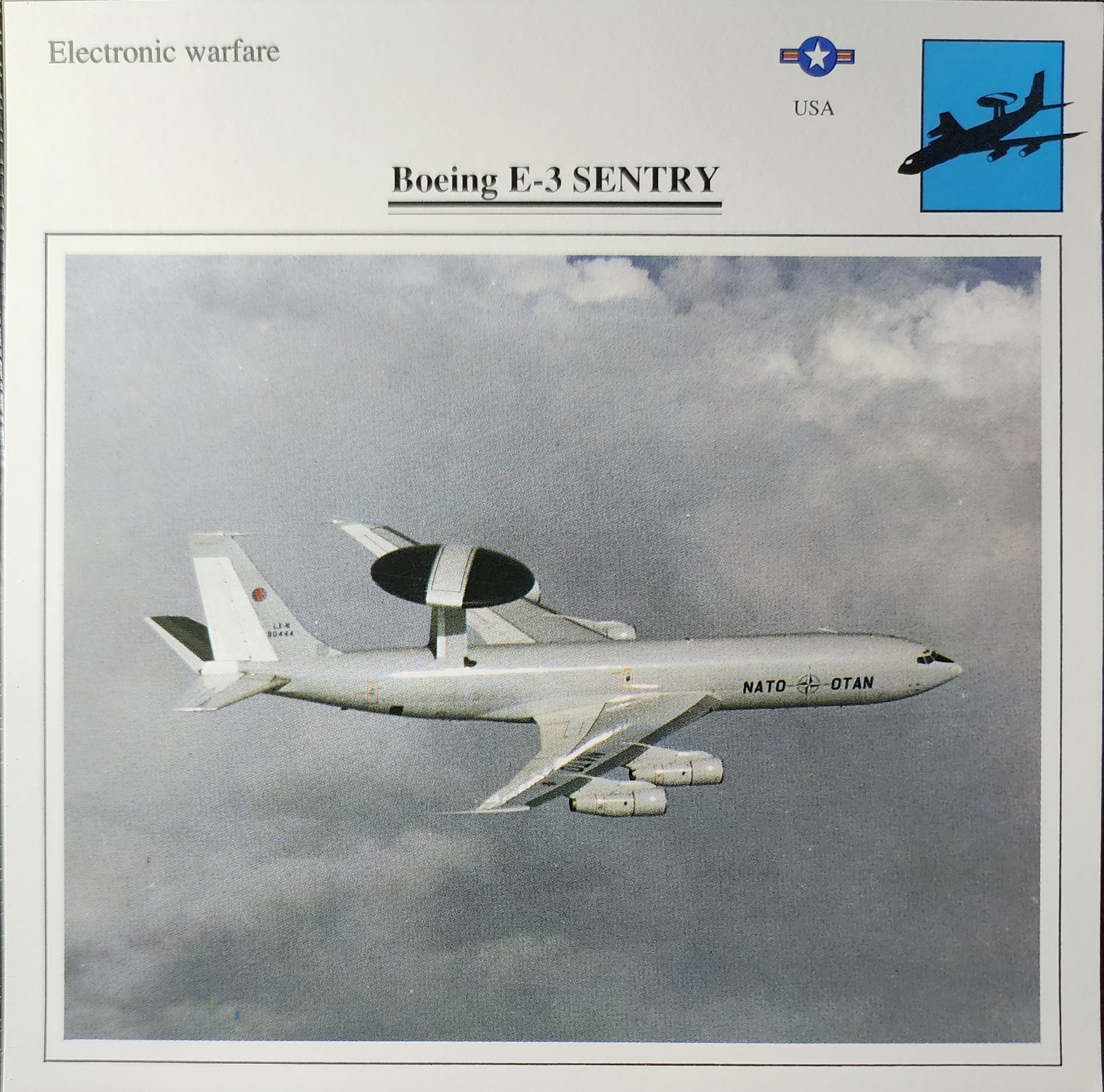 Boeing E-3 E3 E 3 Sentry Picture Original Aircraft Info Vtg Collector Card  